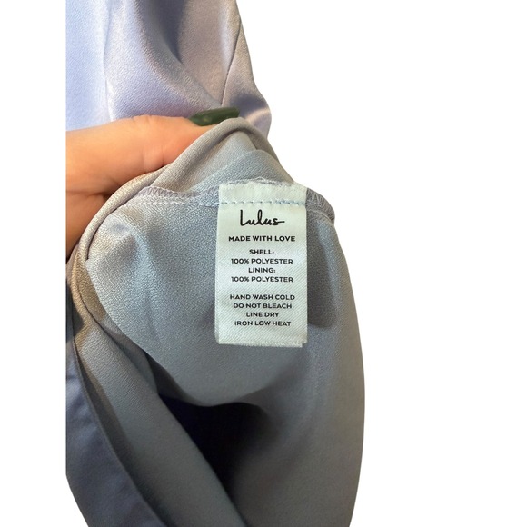 NWT Lulu's Perfect Pairing Light Blue Colorblock Satin Cutout Midi Dress Large - Picture 8 of 13